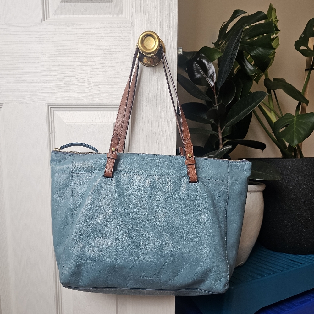 Oversized Blue Fossil Tote